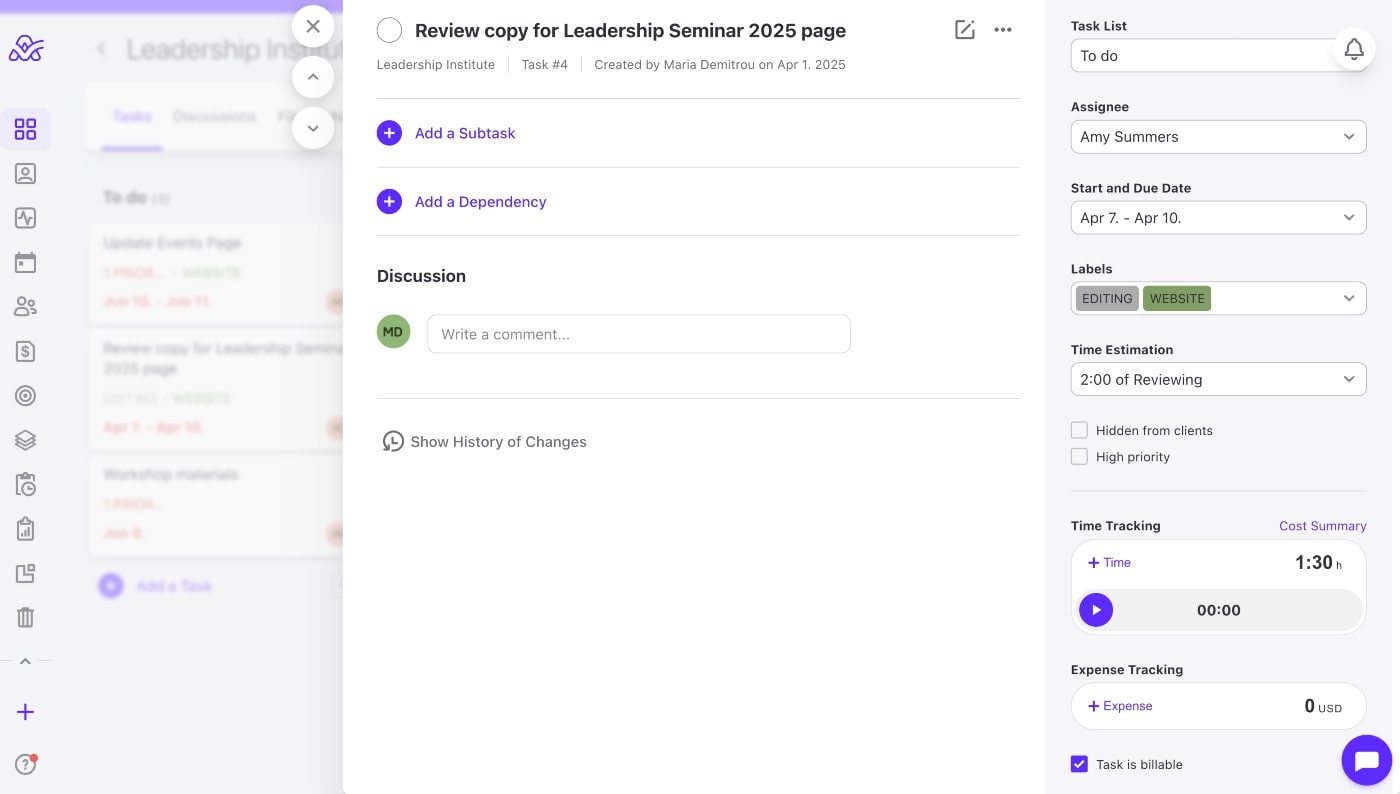 Task with time and estimate