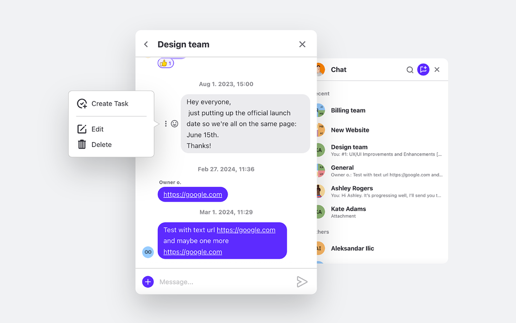 activecollab chat feature for better team dynamics