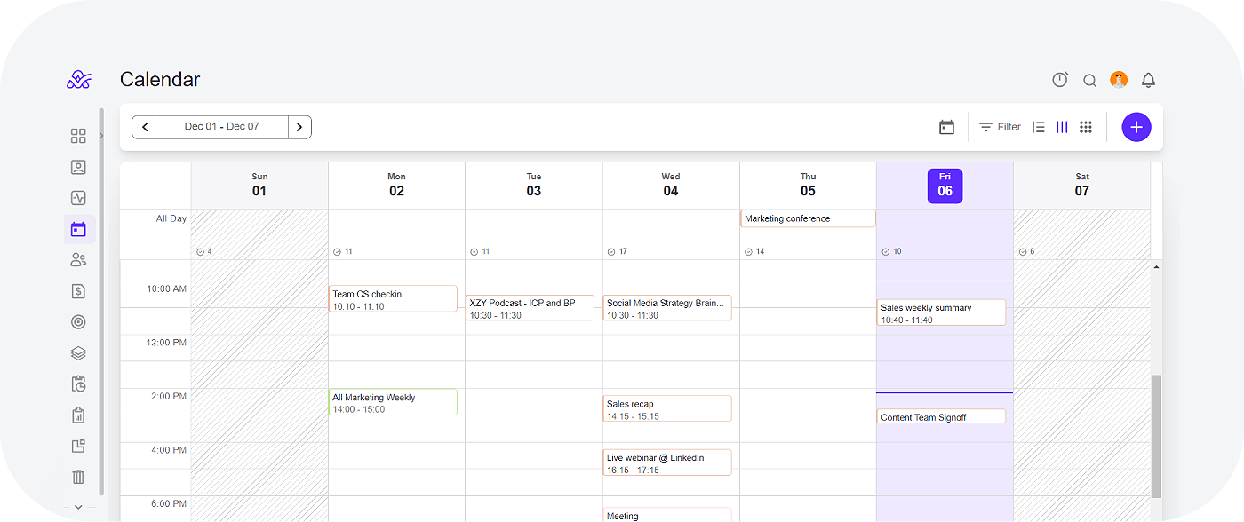 Calendar Management in ActiveCollab