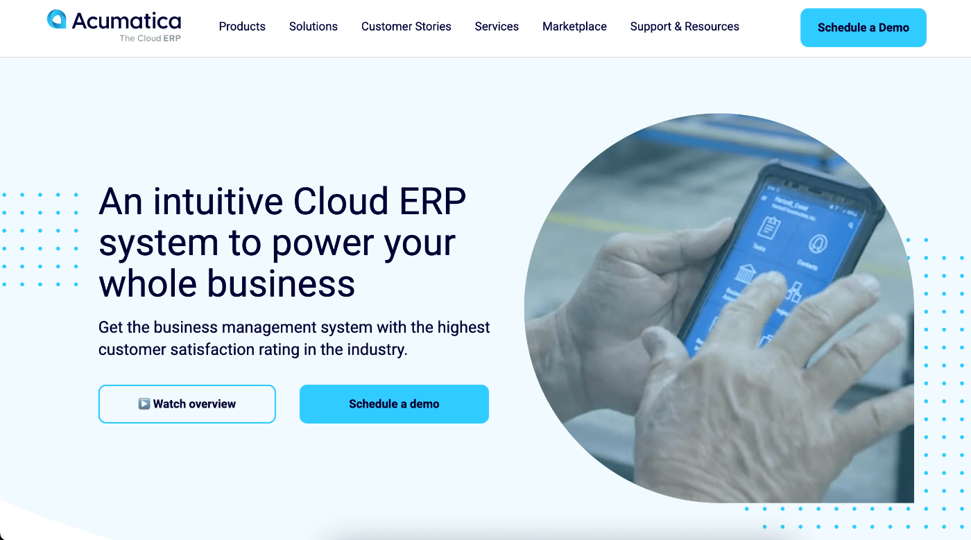 acumatica erp homepage