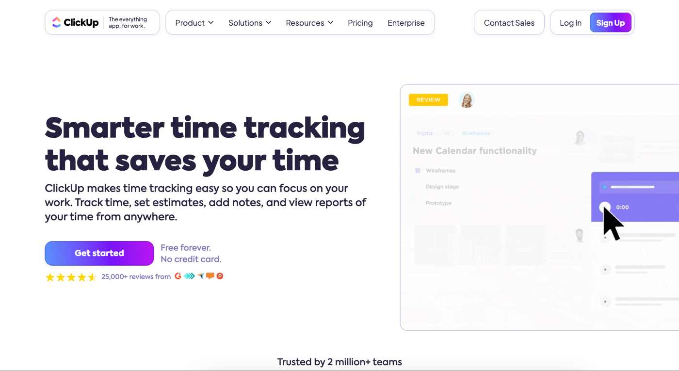 clickup agency time tracking feature screenshot