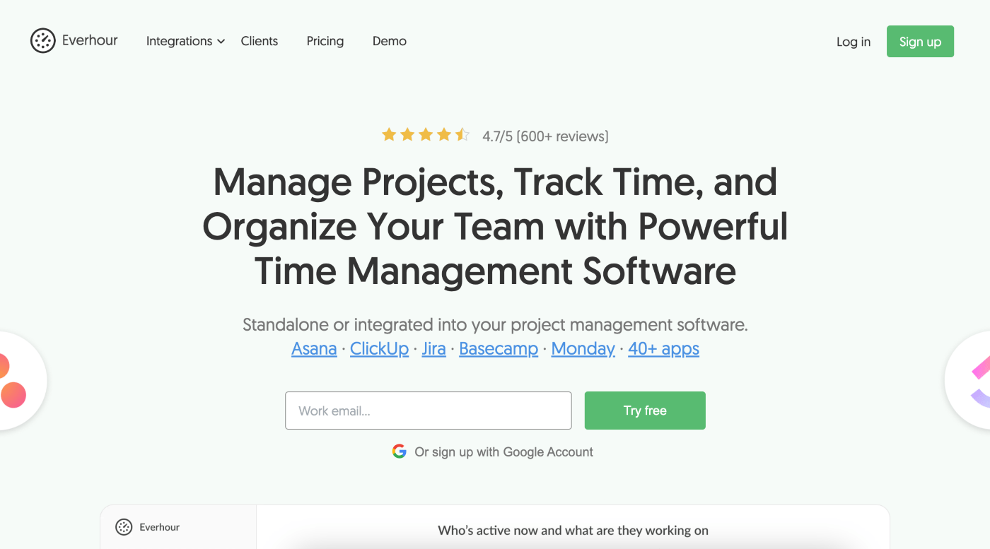 everhour agency time tracking software