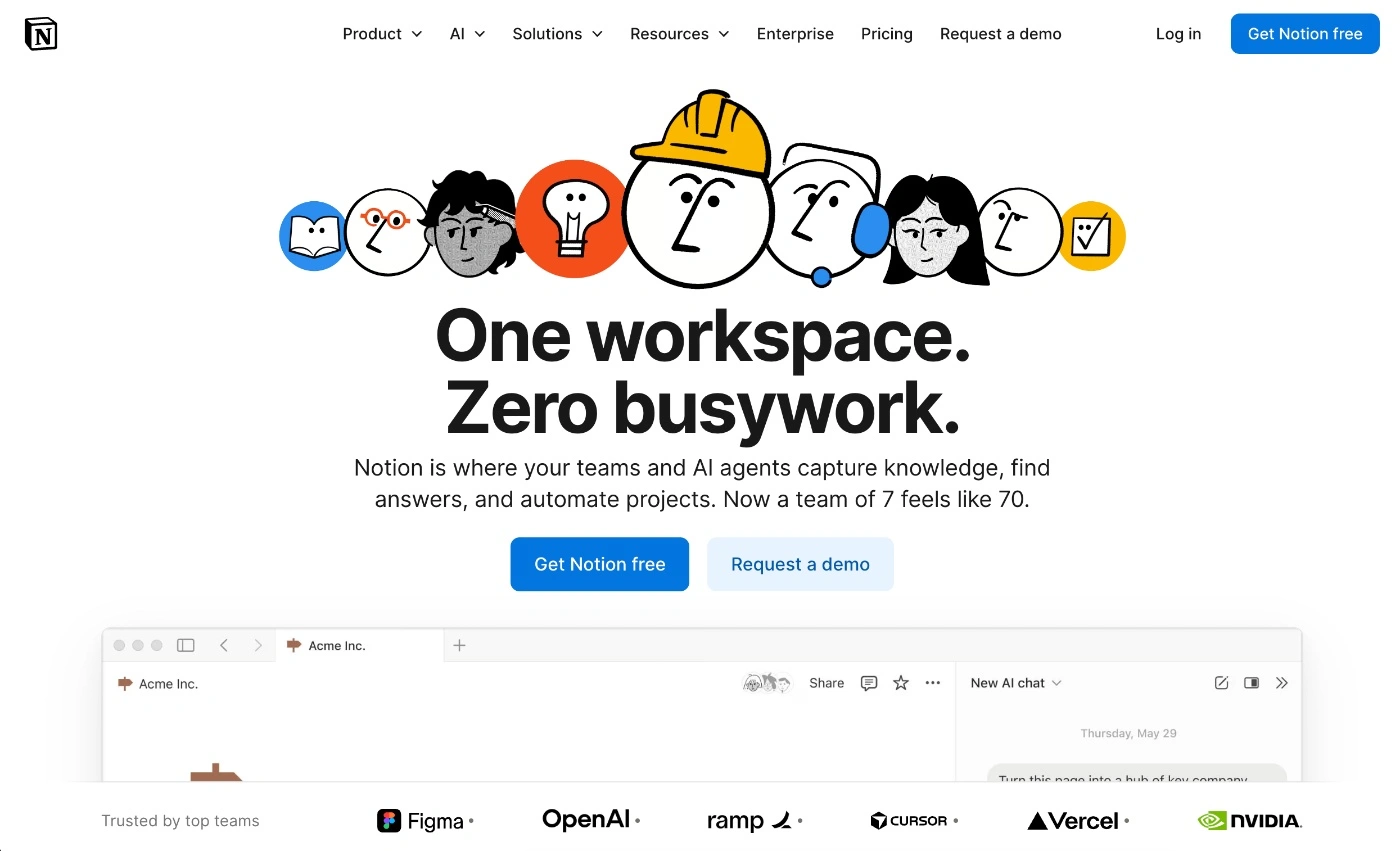 notion homepage screenshot