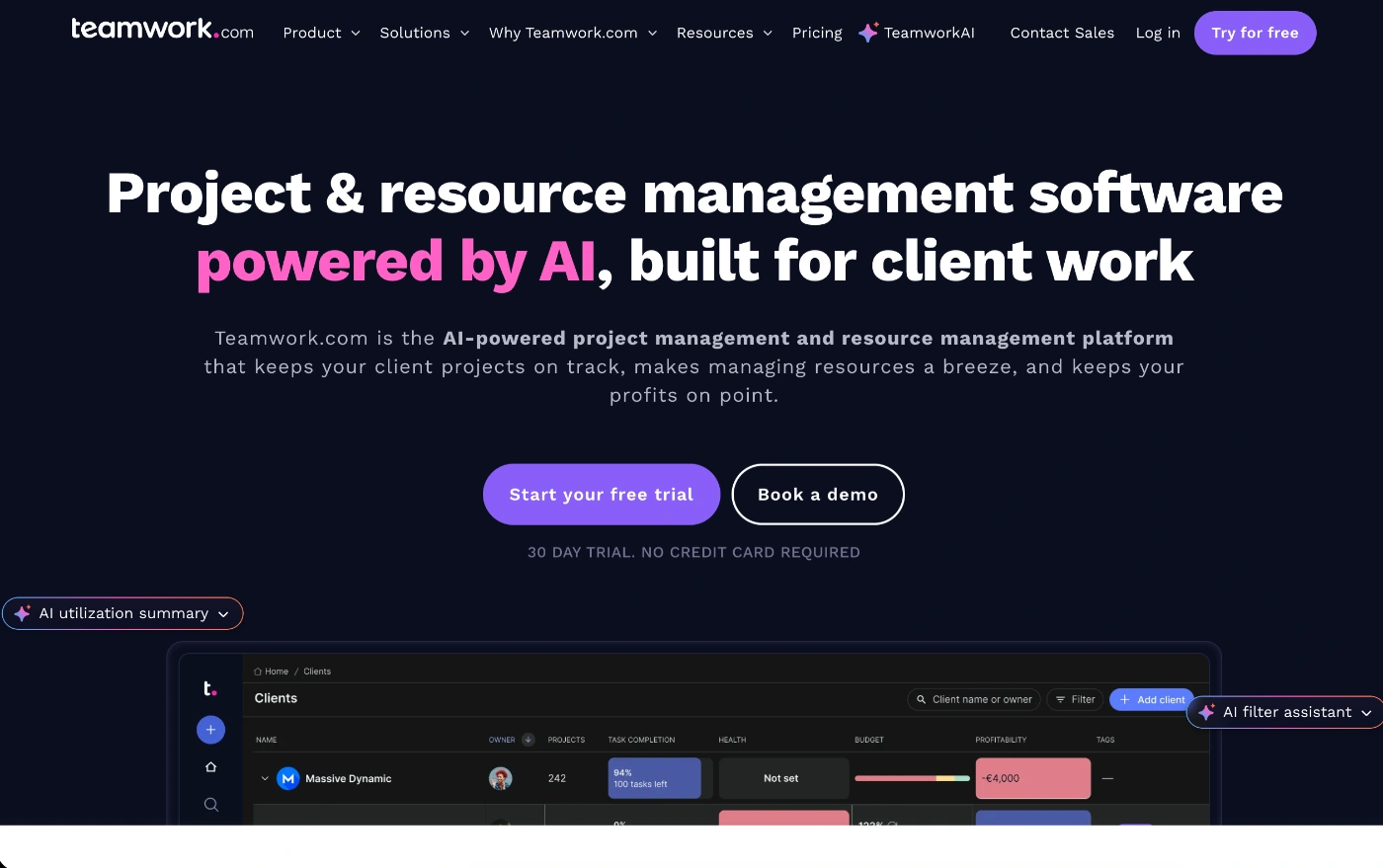 teamwork homepage screenshot