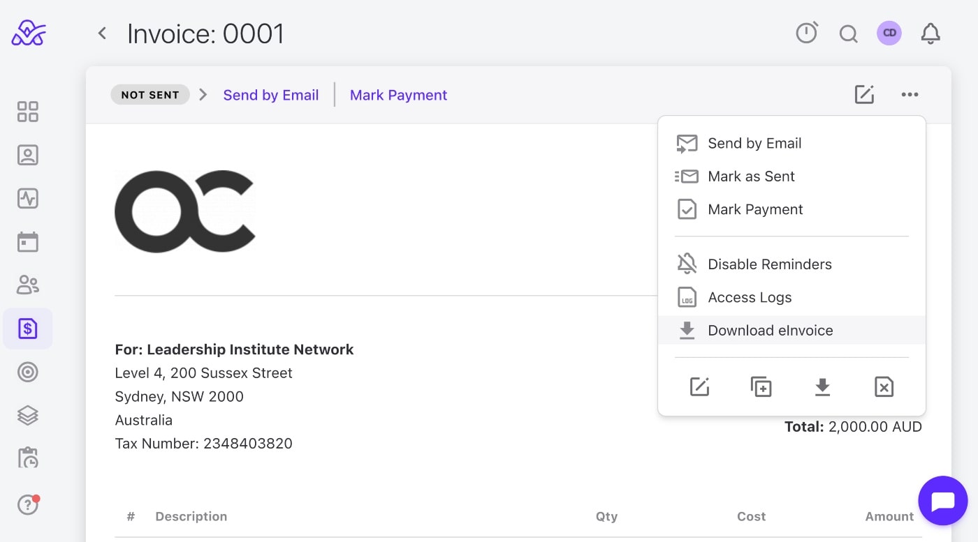 invoice example 001 in activecollab 1