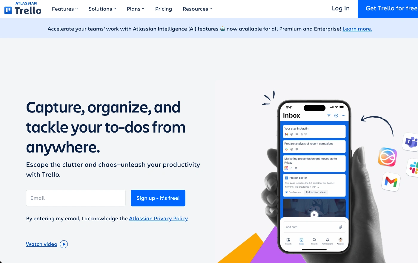 trello homepage screenshot