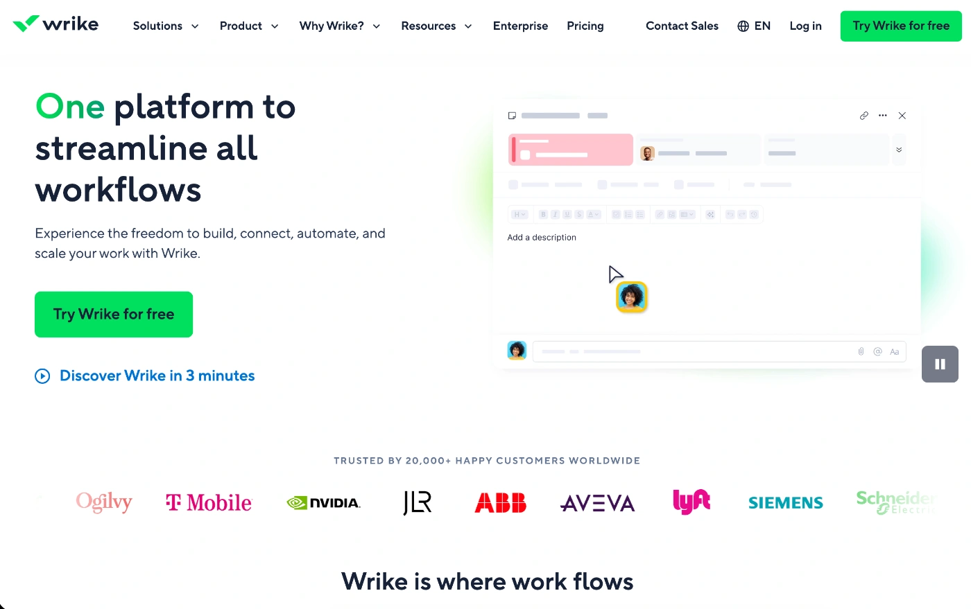 wrike homepage screenshot