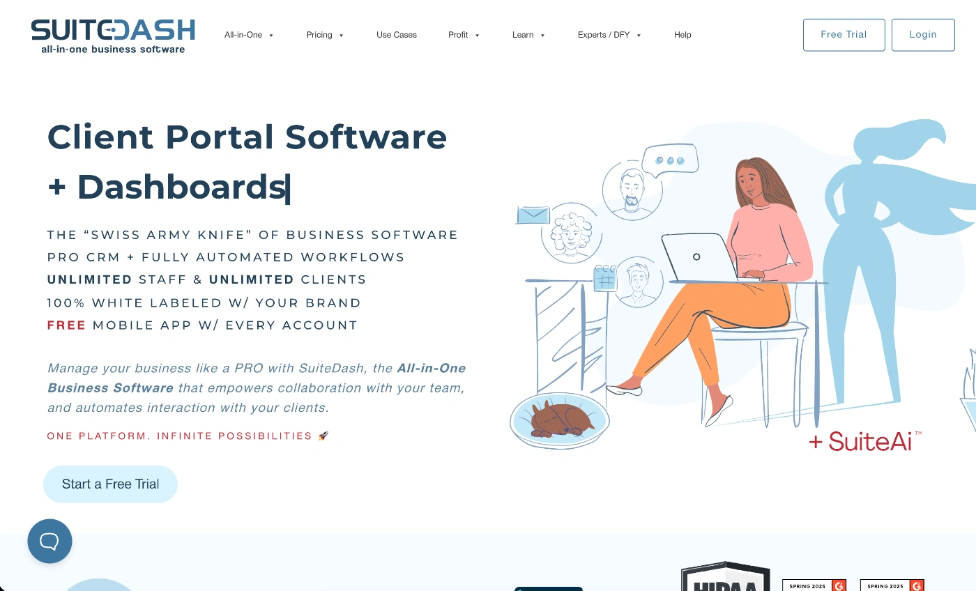 suitedash homepage screenshot