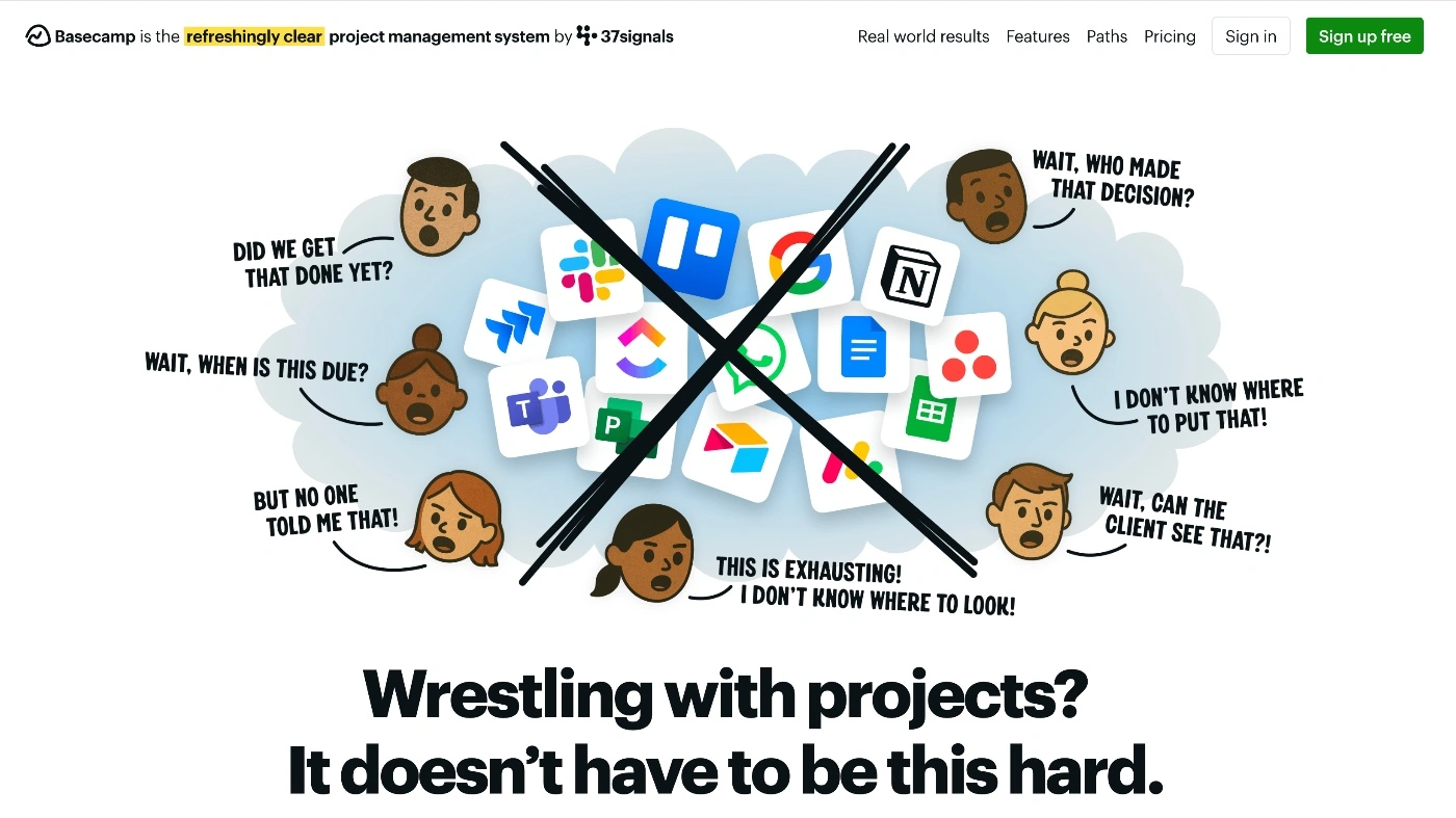 basecamp client management software homepage screenshot