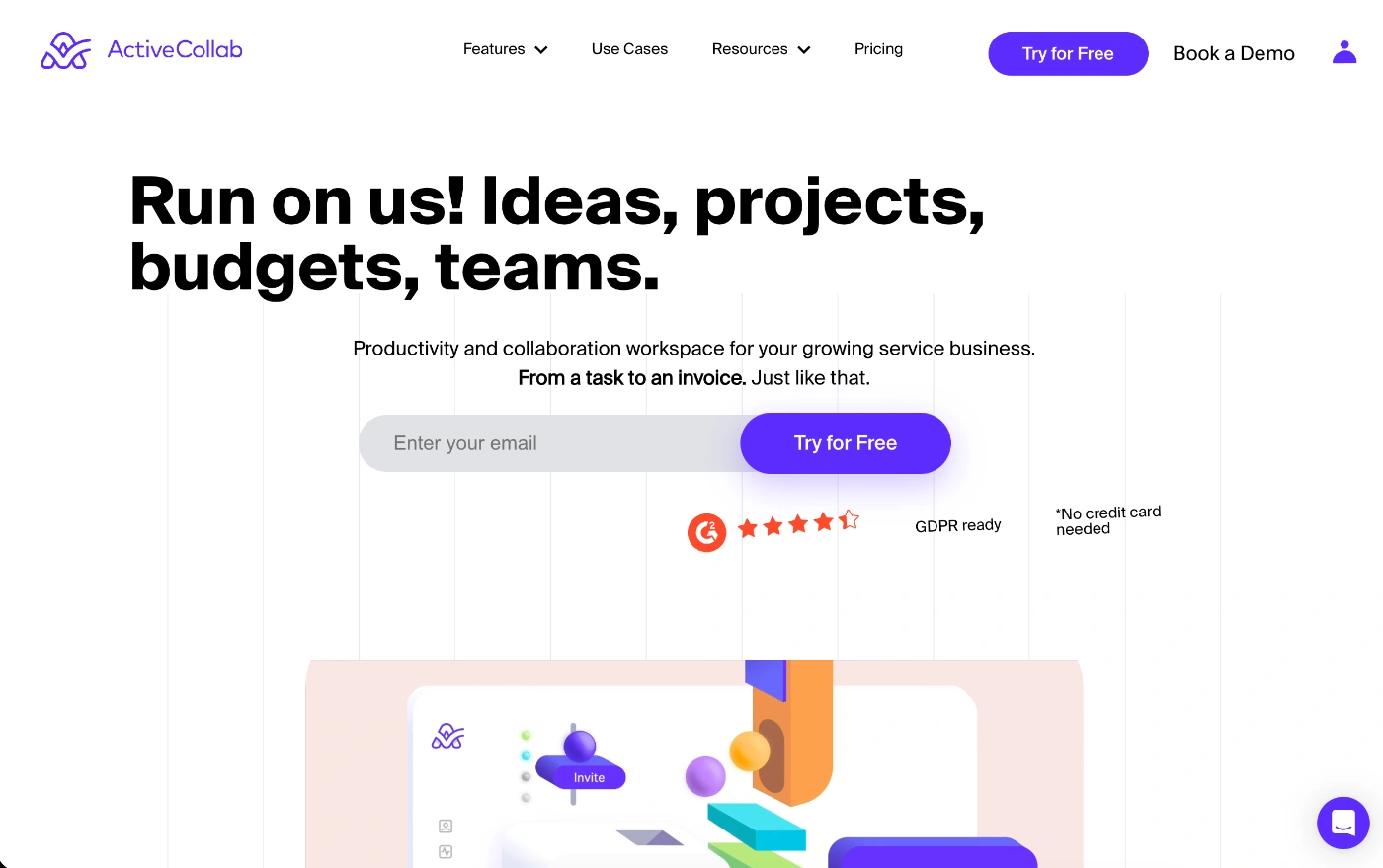 activecollab homepage screenshot