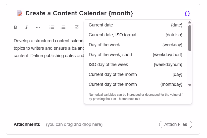 ActiveCollab Project Template Variables