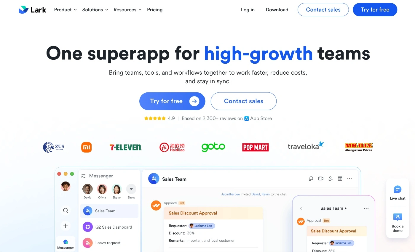 lark homepage screenshot