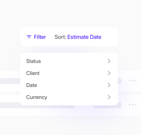 filter sort estimates invoices