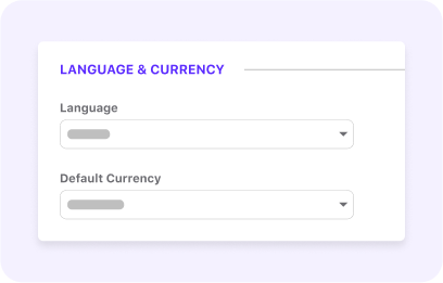 language and currency setup