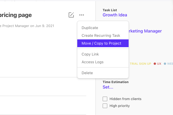move or copy tasks to other projects