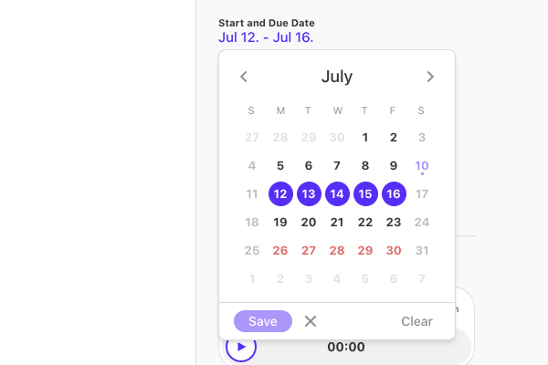 date picker availability record
