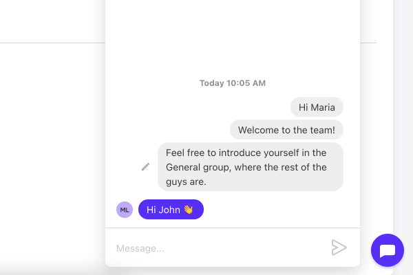 ActiveCollab in-app chat.