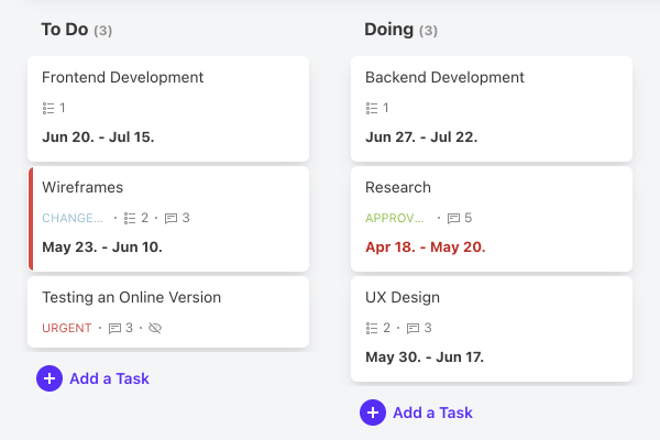 project in kanban view mode.