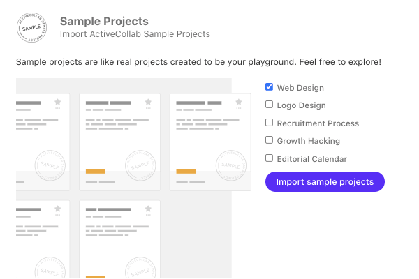 Import sample projects.