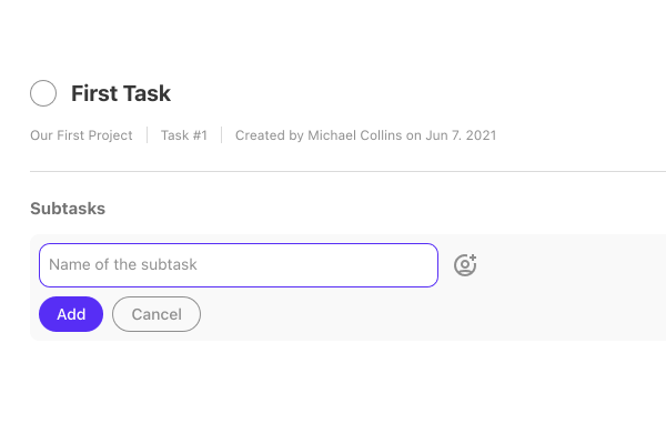 add subtasks to tasks.
