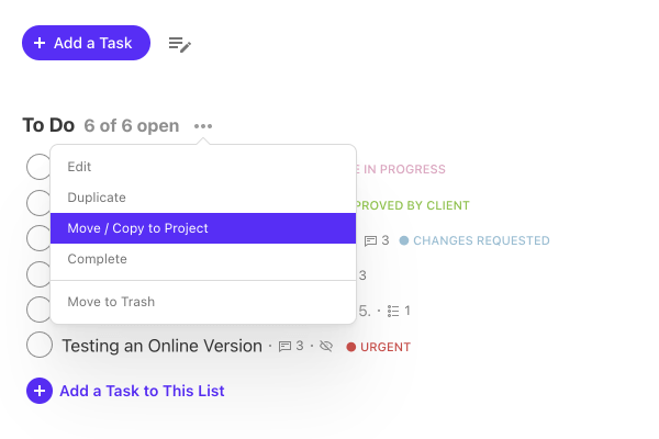 move or copy task lists.