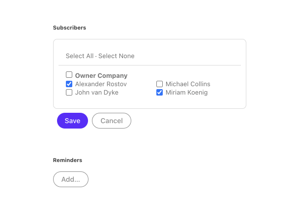 add subscribers to tasks