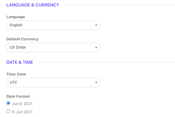 choosing language in ActiveCollab.