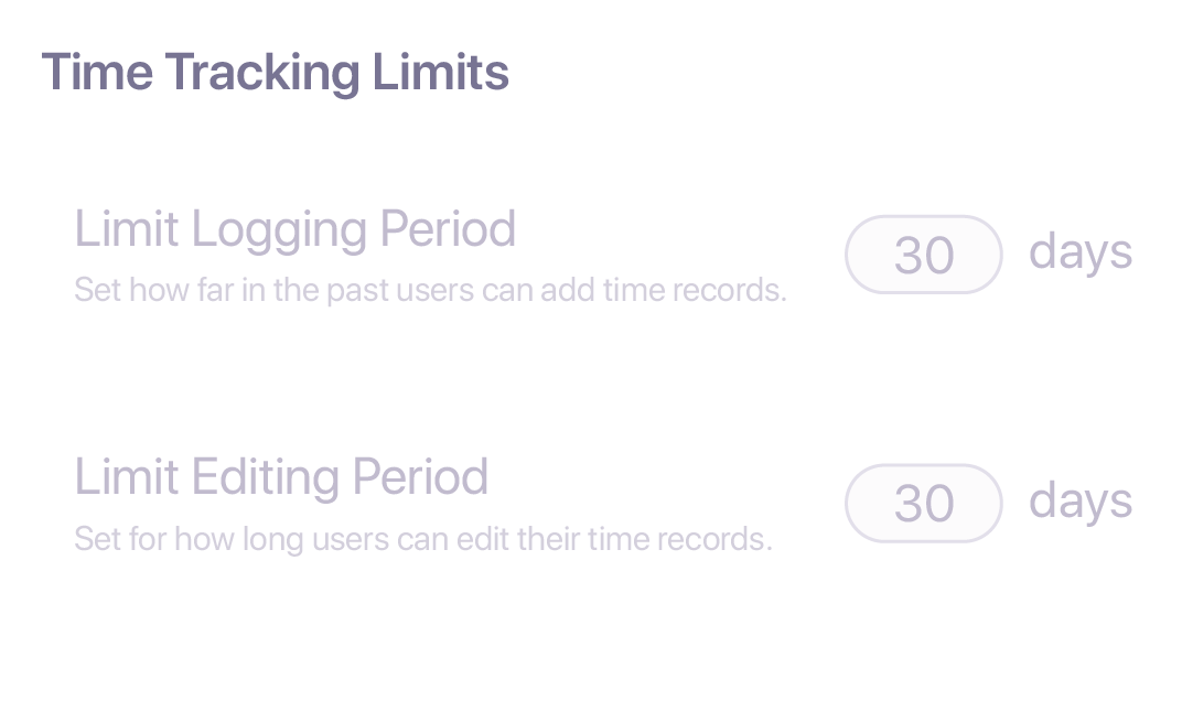 time tracking limits