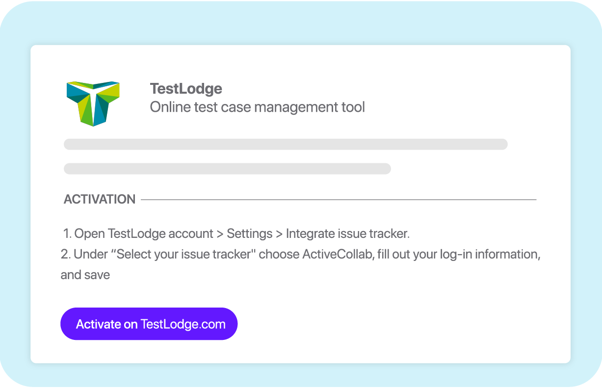 TestLodge integration to ActiveCollab